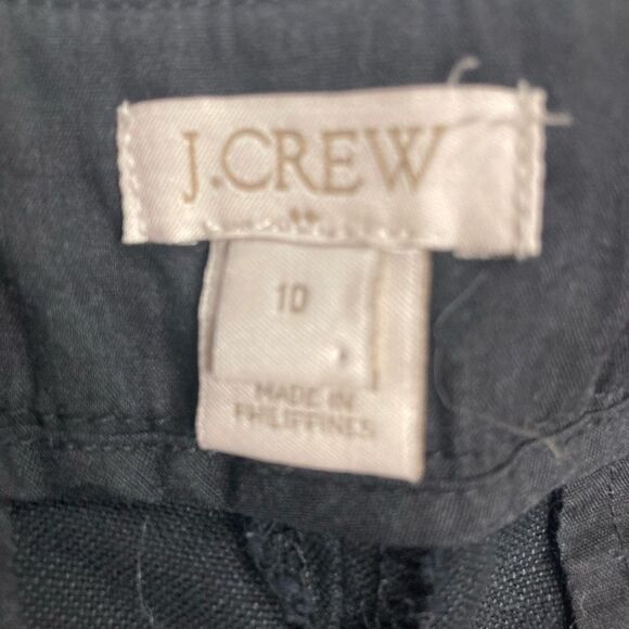 J.CREW Women’s Linen Blend Shorts Size 10 Black Scalloped Edge Hem - Picture 5 of 9